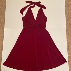 Calvin Klein deep red padded halter dress Size 4 open zipper back